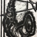 Visceral Object and Frame, compressed charcoal, white spirit, 59x42cm, 2024